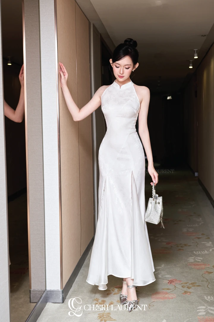 Ivory Lotus Dress - Trắng